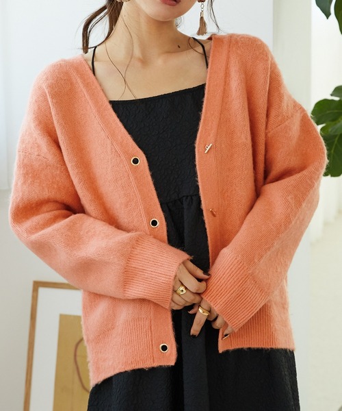 MISCH MASCH(ミッシュマッシュ)の「シャギーニットカーディガン MO33N02(ニット/セーター・レディース・ブルー/チャコールグレー/ライトグレー/ベージュ/ピンク・フリ-)」の5枚目の写真