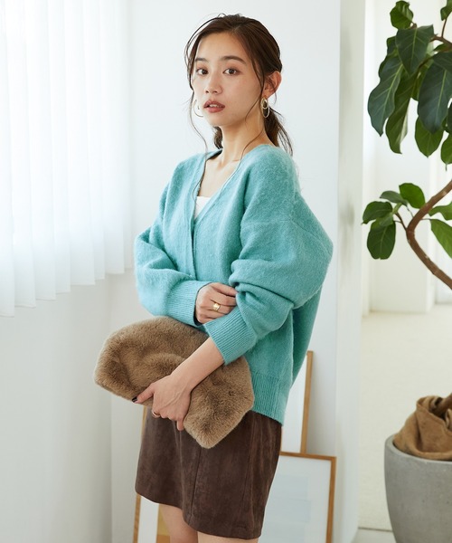 MISCH MASCH(ミッシュマッシュ)の「シャギーニットカーディガン MO33N02(ニット/セーター・レディース・ブルー/チャコールグレー/ライトグレー/ベージュ/ピンク・フリ-)」の12枚目の写真