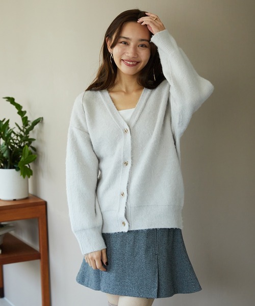 MISCH MASCH(ミッシュマッシュ)の「シャギーニットカーディガン MO33N02(ニット/セーター・レディース・ブルー/チャコールグレー/ライトグレー/ベージュ/ピンク・フリ-)」の14枚目の写真