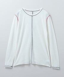 6 ROKUコットン ナイロン カラーロック ロングスリーブTシャツ ホワイト 6（ロク）の「＜6(ROKU)＞コットン ナイロン カラーロック