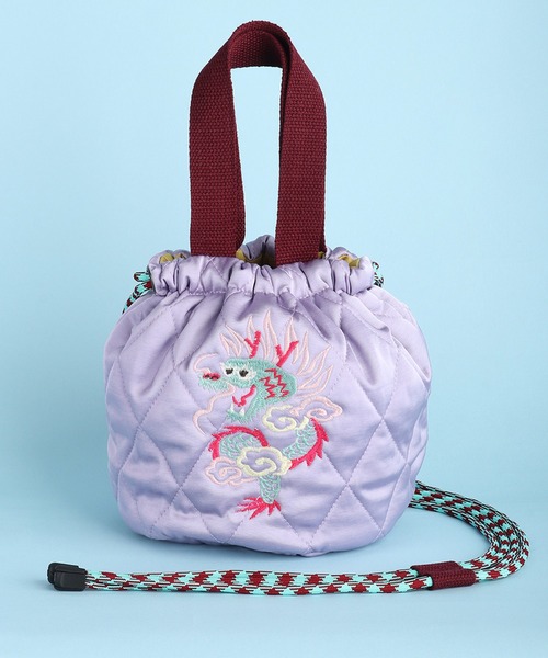 HOUSTON(ヒューストン)の「HOUSTON ヒューストン 刺繍 エフェクトバッグ 和柄 (猫、金魚、鳥)(ショルダーバッグ・レディース・ピンク/イエロー/ブルー/グリーン/ミント/ピンク系その他/ピンク系その他2/オレンジ/レッド/ラベンダー・FREE)」の5枚目の写真