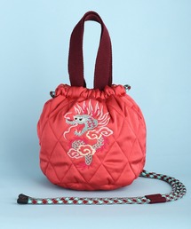 HOUSTON（ヒューストン）の「HOUSTON ヒューストン 刺繍 エフェクトバッグ 和柄 (猫、金魚、鳥)（ショルダーバッグ）」