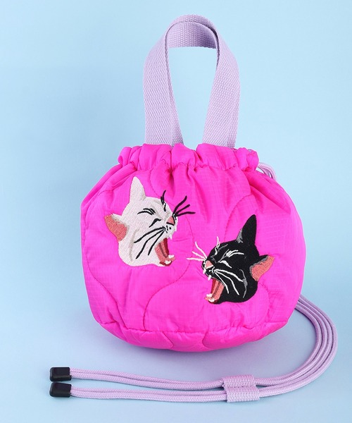 HOUSTON(ヒューストン)の「HOUSTON ヒューストン 刺繍 エフェクトバッグ 和柄 (猫、金魚、鳥)(ショルダーバッグ・レディース・ピンク/イエロー/ブルー/グリーン/ミント/ピンク系その他/ピンク系その他2/オレンジ/レッド/ラベンダー・FREE)」の6枚目の写真