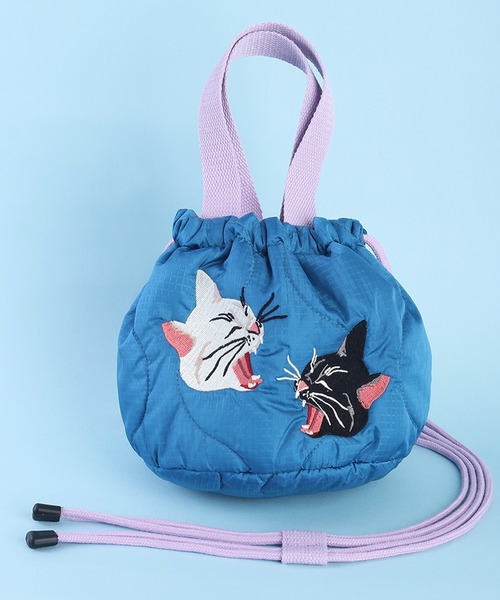 HOUSTON(ヒューストン)の「HOUSTON ヒューストン 刺繍 エフェクトバッグ 和柄 (猫、金魚、鳥)(ショルダーバッグ・レディース・ピンク/イエロー/ブルー/グリーン/ミント/ピンク系その他/ピンク系その他2/オレンジ/レッド/ラベンダー・FREE)」の4枚目の写真