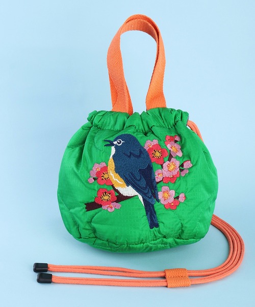 HOUSTON(ヒューストン)の「HOUSTON ヒューストン 刺繍 エフェクトバッグ 和柄 (猫、金魚、鳥)(ショルダーバッグ・レディース・ピンク/イエロー/ブルー/グリーン/ミント/ピンク系その他/ピンク系その他2/オレンジ/レッド/ラベンダー・FREE)」の2枚目の写真