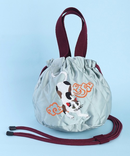 HOUSTON(ヒューストン)の「HOUSTON ヒューストン 刺繍 エフェクトバッグ 和柄 (猫、金魚、鳥)(ショルダーバッグ・レディース・ピンク/イエロー/ブルー/グリーン/ミント/ピンク系その他/ピンク系その他2/オレンジ/レッド/ラベンダー・FREE)」の3枚目の写真