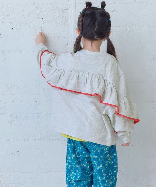 Life Support Products（ライフサポートプロダクツ）の「【COTTON from U.S.A】バックフリルロンT（Tシャツ/カットソー・キッズ・オフホワイト/チャコール/ラベンダー・80/90/95/100/110/120/130/140/150）」の2枚目の写真