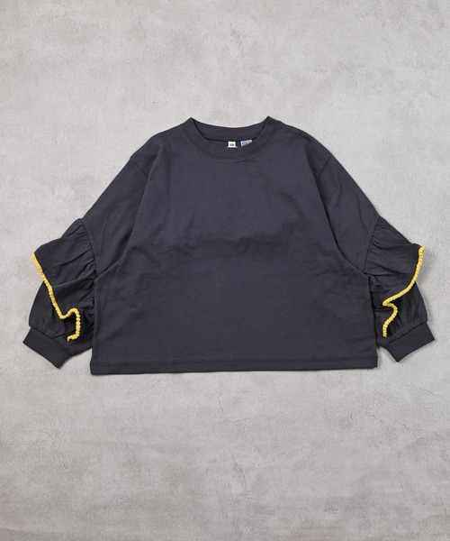 Life Support Products（ライフサポートプロダクツ）の「【COTTON from U.S.A】バックフリルロンT（Tシャツ/カットソー・キッズ・オフホワイト/チャコール/ラベンダー・80/90/95/100/110/120/130/140/150）」の3枚目の写真