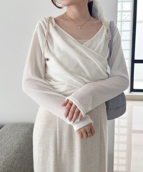 one after another NICE CLAUP(ワンアフターアナザーナイスクラップ)の「カシュクールトップス+キャミワンピセット(ワンピース・レディース・ブラック/グレー/ピンク/アイボリー・MEDIUM/SMALL)」の18枚目の写真