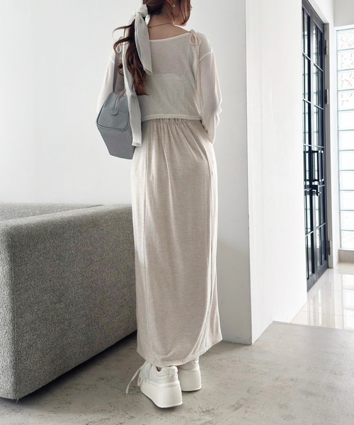 one after another NICE CLAUP(ワンアフターアナザーナイスクラップ)の「カシュクールトップス+キャミワンピセット(ワンピース・レディース・ブラック/グレー/ピンク/アイボリー・MEDIUM/SMALL)」の15枚目の写真