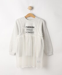 SHOO・LA・RUE（シューラルー）の「【100-150cm/洗える/2点セット】大人顔負け ロゴロンT＋チュールキャミ（セットアップ）」