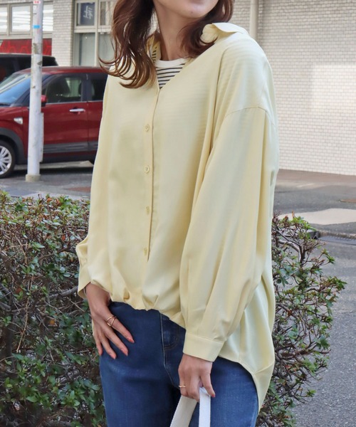 libelle more（リベル モア）の「とろみフランス綾　裾タックシャツ（シャツ/ブラウス・レディース・イエロー/ライトカーキ/オフホワイト/ブラック・M/L）」の19枚目の写真