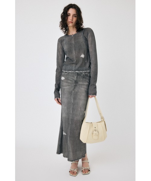 MOUSSY（マウジー）の「【セットアップ対応】DENIM PRINT TRANSPARENT スカート（スカート・レディース・ブルー/ブラック・FREE）」の4枚目の写真