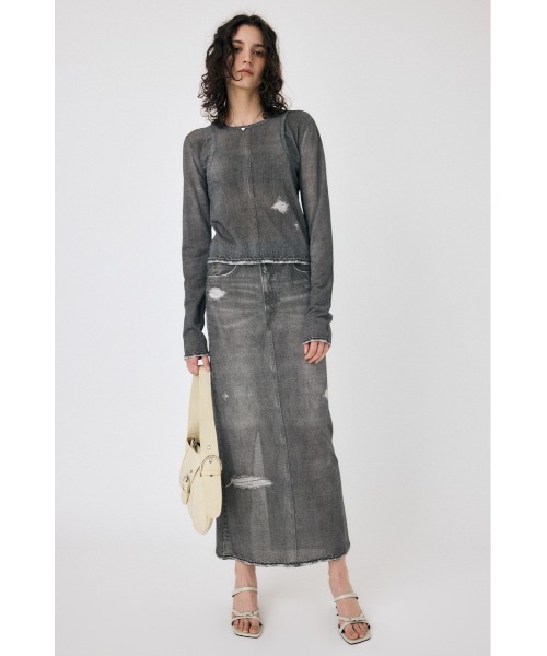 MOUSSY（マウジー）の「【セットアップ対応】DENIM PRINT TRANSPARENT スカート（スカート・レディース・ブルー/ブラック・FREE）」の5枚目の写真