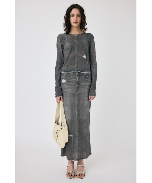 MOUSSY（マウジー）の「【セットアップ対応】DENIM PRINT TRANSPARENT スカート（スカート・レディース・ブルー/ブラック・FREE）」の6枚目の写真