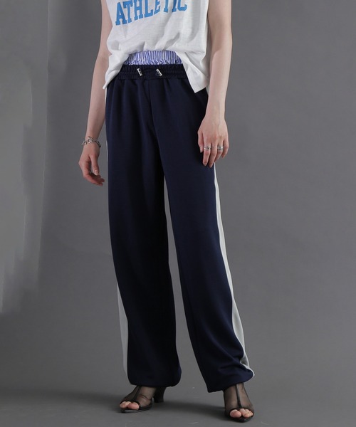 ROSE BUD（ローズバッド）の「ダブルウエストラインパンツ（その他パンツ・レディース・ホワイト/ネイビー・ONE SIZE）」の2枚目の写真