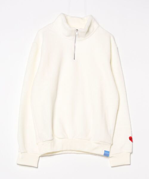 MAISON HONORE(メゾンオノレ)の「1Heart Patch Knit Half Zip(パーカー・メンズ・ブラック/ホワイト・X-LARGE/XX-LARGE/LARGE/SMALL/X-SMALL)」の1枚目の写真