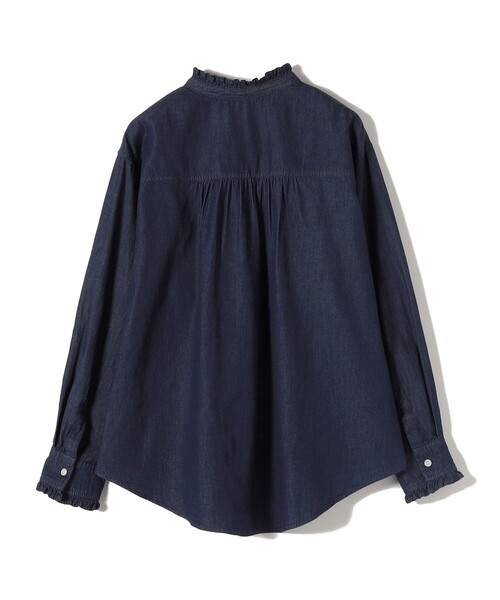 SHIPS for women / シップスウィメン SHIPS Colors:〈洗濯機可能〉フリルネック デニム シャツ SHIPS Colors:〈洗濯機可能〉フリルネック デニム シャツ