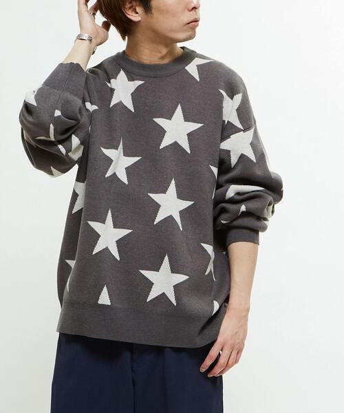 CONVERSE TOKYO(コンバーストウキョウ)の「STAR★ JACQUARD PULLOVER KNIT(ニット/セーター・レディース・サックスブルー/ピンク/杢グレー・MEDIUM/SMALL)」の2枚目の写真