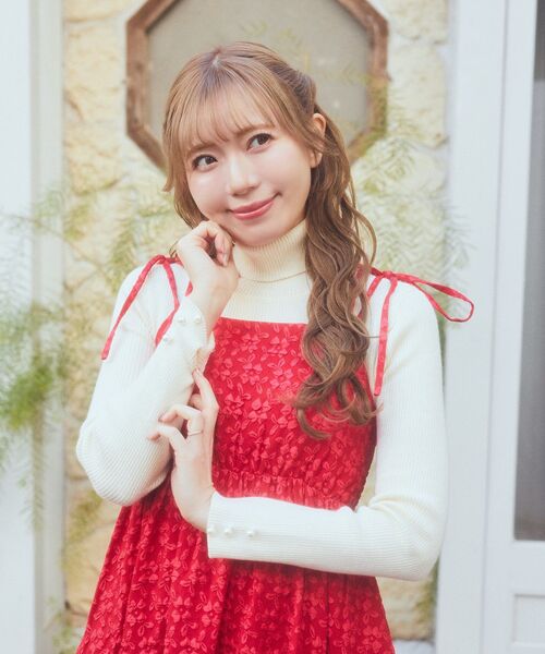 Areeam(アリーム)の「ふくれジャガードキャミワンピース(ワンピース・レディース・ミント/レッド・FREE)」の3枚目の写真