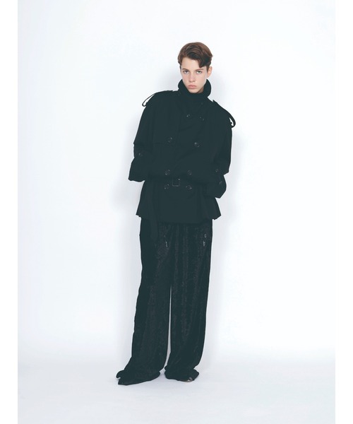 JOHN LAWRENCE SULLIVAN(ジョンローレンスサリバン)の「CRUSHED VELVET WIDE PANTS(スウェットパンツ・レディース・ブラック・X-SMALL/SMALL)」の2枚目の写真