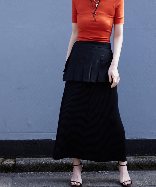 Muel Chic(ミュエルシック)の「Rumand skirt ルマンドスカート(スカート・レディース・ブラック系/ベージュ系/ホワイト×ブラック/ミント・FREE)」の3枚目の写真