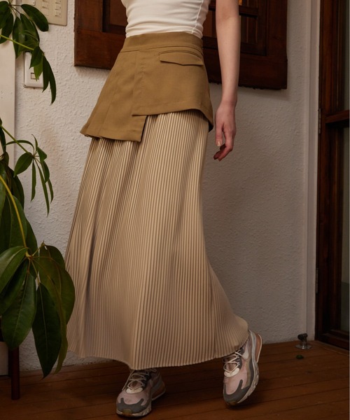 Muel Chic(ミュエルシック)の「Rumand skirt ルマンドスカート(スカート・レディース・ブラック系/ベージュ系/ホワイト×ブラック/ミント・FREE)」の1枚目の写真