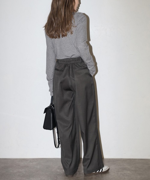 Bonjour Sagan（ボンジュールサガン）の「杢調タックワイドスラックスパンツ（スラックス・レディース・ライトベージュ/カーキブラウン/チャコールグレー/ダークネイビー/ブラウン系その他・MT/M）」の10枚目の写真