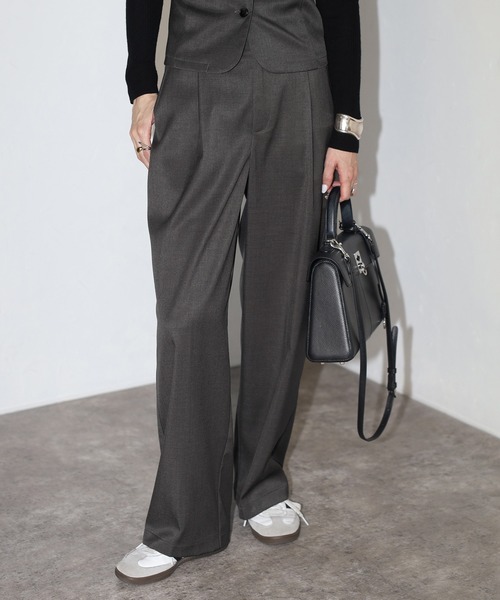 Bonjour Sagan（ボンジュールサガン）の「杢調タックワイドスラックス