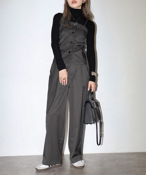 Bonjour Sagan（ボンジュールサガン）の「杢調タックワイドスラックスパンツ（スラックス・レディース・ライトベージュ/カーキブラウン/チャコールグレー/ダークネイビー/ブラウン系その他・MT/M）」の15枚目の写真