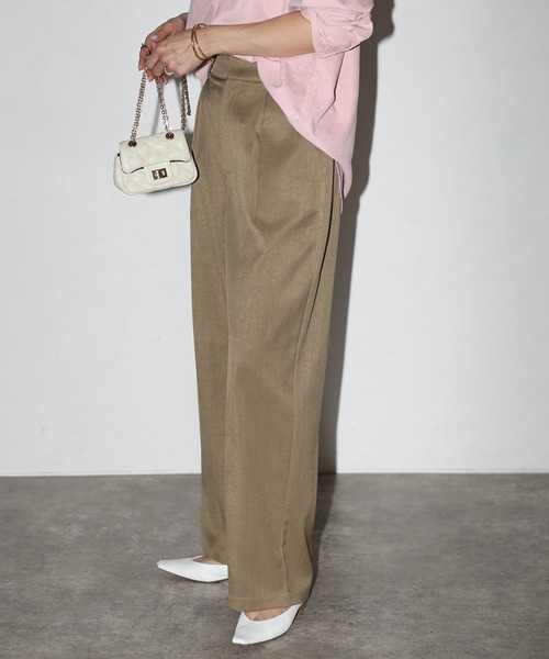 Bonjour Sagan（ボンジュールサガン）の「杢調タックワイドスラックスパンツ（スラックス・レディース・ライトベージュ/カーキブラウン/チャコールグレー/ダークネイビー/ブラウン系その他・MT/M）」の22枚目の写真