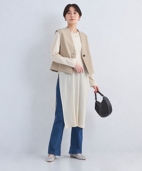 green label relaxing（グリーンレーベルリラクシング）の「シアー レイヤード ワンピース（ワンピース・レディース・ブラック/オフホワイト・FREE）」の3枚目の写真