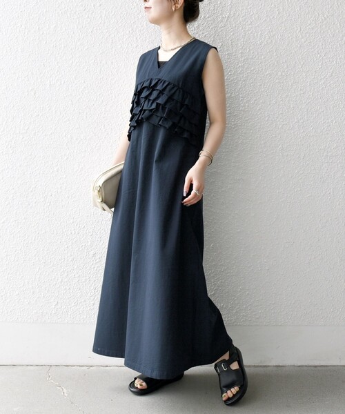 セール】SHIPS any:〈洗濯機可能〉コードレーン ストライプ フリル V