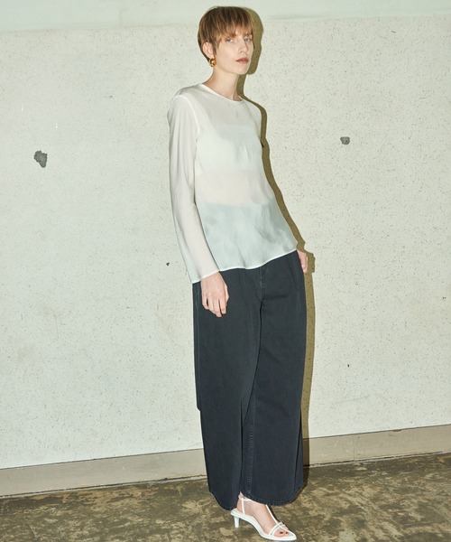 ADAM ET ROPE'（アダムエロペ）の「【EMOELLE】ウォッシャブルキュプラブラウス（シャツ/ブラウス・レディース・ピンク/ダークブラウン/ホワイト/スミクロ/サックスブルー・FREE）」の18枚目の写真