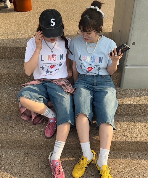napinna maison(ナピナメゾン)の「【napinna maison×4sisters】ラブレターパッチワークロゴ半袖Tシャツ(Tシャツ/カットソー・レディース・ホワイト/ライトブルー・FREE)」の10枚目の写真