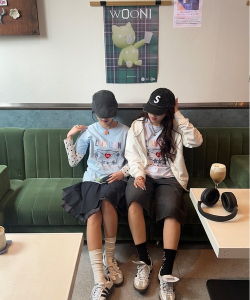 napinna maison(ナピナメゾン)の「【napinna maison×4sisters】ラブレターパッチワークロゴ半袖Tシャツ(Tシャツ/カットソー・レディース・ホワイト/ライトブルー・FREE)」の12枚目の写真