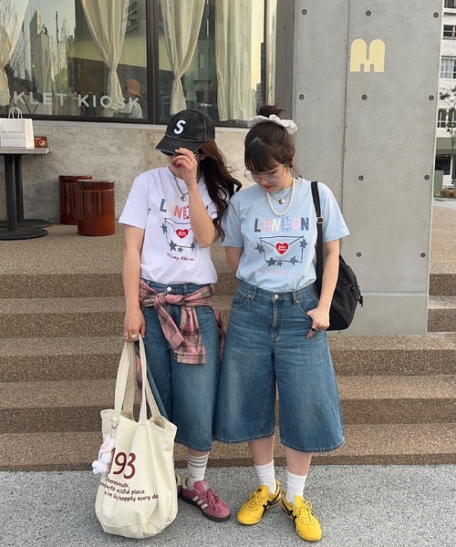 napinna maison(ナピナメゾン)の「【napinna maison×4sisters】ラブレターパッチワークロゴ半袖Tシャツ(Tシャツ/カットソー・レディース・ホワイト/ライトブルー・FREE)」の18枚目の写真