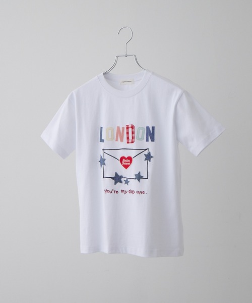 napinna maison(ナピナメゾン)の「【napinna maison×4sisters】ラブレターパッチワークロゴ半袖Tシャツ(Tシャツ/カットソー・レディース・ホワイト/ライトブルー・FREE)」の20枚目の写真