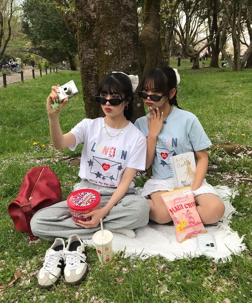 napinna maison(ナピナメゾン)の「【napinna maison×4sisters】ラブレターパッチワークロゴ半袖Tシャツ(Tシャツ/カットソー・レディース・ホワイト/ライトブルー・FREE)」の16枚目の写真