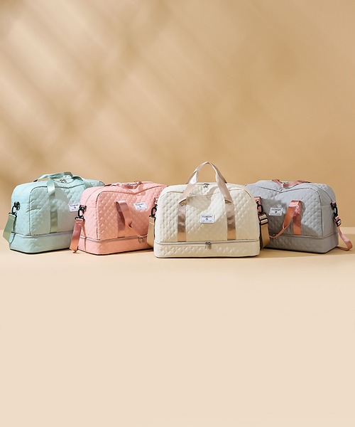 ベージュ キルティング ボストンバッグ キルティングボストンバッグ | Bagoodtimeshop