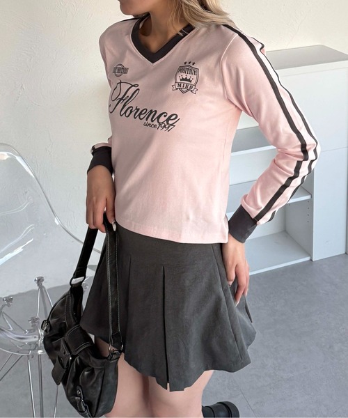 sedacle girl（セダクルガール）の「ユニフォームライクロンＴ（Tシャツ/カットソー・レディース・ピンク/ネイビー/オフホワイト・FREE）」の3枚目の写真