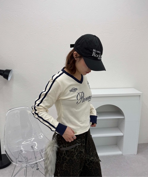 sedacle girl（セダクルガール）の「ユニフォームライクロンＴ（Tシャツ/カットソー・レディース・ピンク/ネイビー/オフホワイト・FREE）」の6枚目の写真