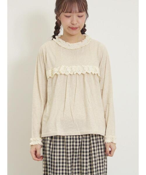 Samansa Mos2(サマンサ モスモス)の「胸元レース切替ピンタックインナー(Tシャツ/カットソー・レディース・ベージュ/オフホワイト/ブラック・F)」の16枚目の写真