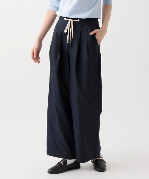 Afternoon Tea（アフタヌーンティー）の「ツイル紐付きタックワイドパンツパンツ（その他パンツ・レディース・ベージュ/ネイビー・MEDIUM）」の2枚目の写真