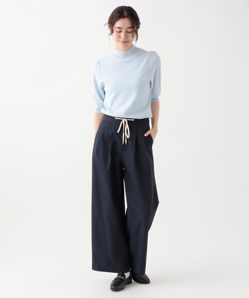Afternoon Tea（アフタヌーンティー）の「ツイル紐付きタックワイドパンツパンツ（その他パンツ・レディース・ベージュ/ネイビー・MEDIUM）」の9枚目の写真