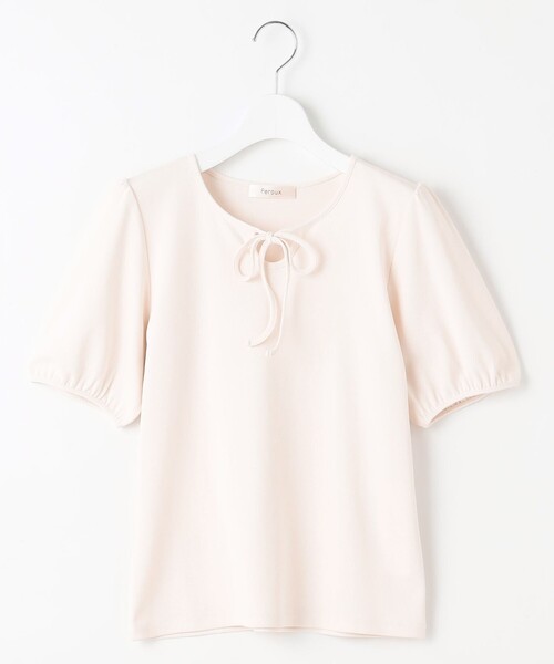 Feroux(フェルゥ)の「リボンアクセント Tシャツ(Tシャツ/カットソー・レディース・アイボリー系/グレー系/ピンク系/ブラック系・F)」の17枚目の写真
