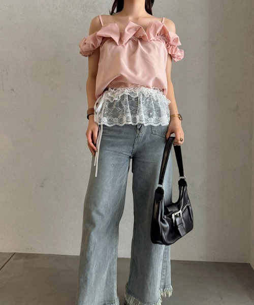 efill(エフィル)の「フリル レース レイヤード チュールスカート(スカート・レディース・ホワイト・FREE)」の5枚目の写真