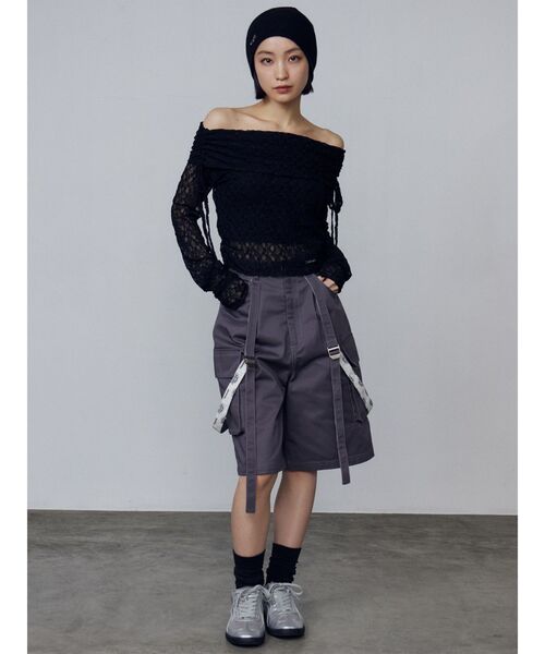 美品  EMODA ディッキーズ　コラボ　パンツ　Ｓ　古着　アメカジ　レディース セール】【Dickies別注】ポケットハングベルトハーフパンツ