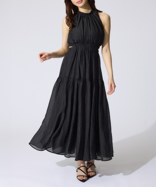 rienda（リエンダ）の「【AKB48千葉恵里さん着用 女神ワンピ】ホルターネックギャザーフレアワンピース 夏服（ワンピース・レディース・パープル系その他/カーキ系/ブラック/ピンク/アイボリー・MEDIUM/SMALL）」の14枚目の写真