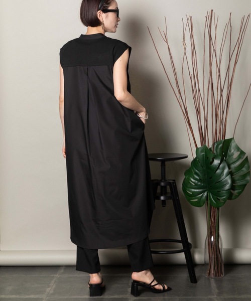 lodie(ロディ)の「バンドカラー ノースリ シャツワンピース(シャツワンピース・レディース・ブラック×ホワイト/ネイビー×ホワイト/ブラック/ネイビー・FREE)」の13枚目の写真